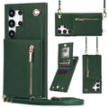 Green Samsung Galaxy S24 Ultra Wallet Flip Case w Crossbody Strap Card Holder  Kickstand
