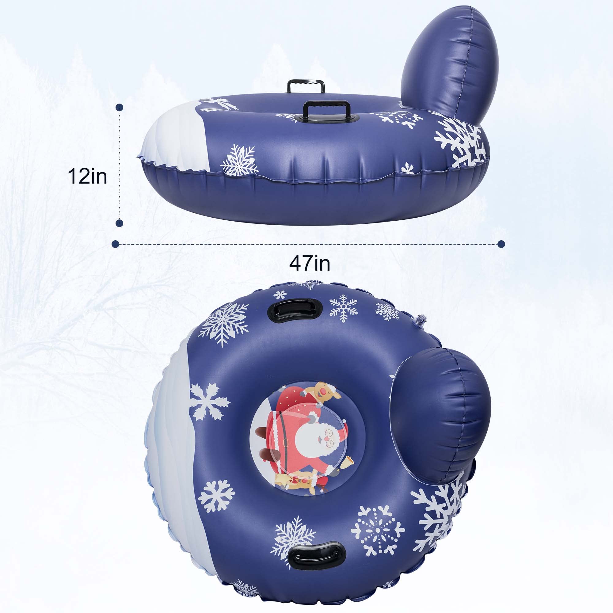 Inch Inflatable Snow Tube with Backrest for Kids Adults