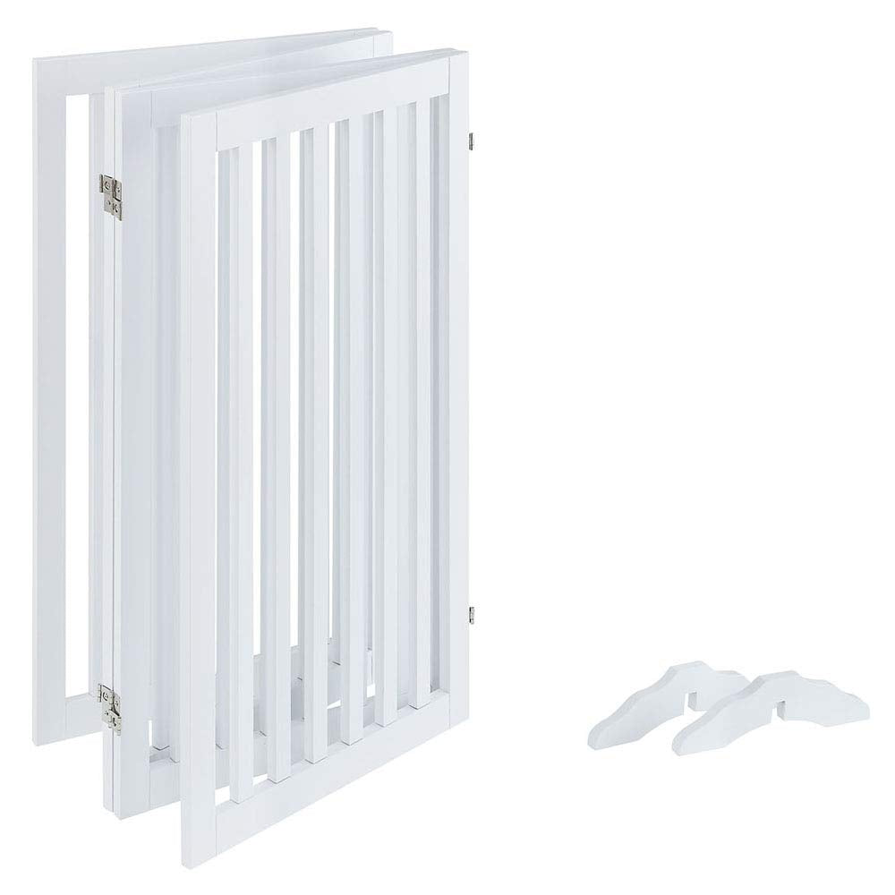New unipaws 36H Free Standing Foldable Wooden Pet Gate White.