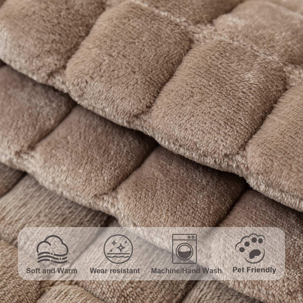 New Aucrovee Velvet Washable Non-Slip Sectional Couch Cover for Pets - Khaki 36x94 Retail $36.00