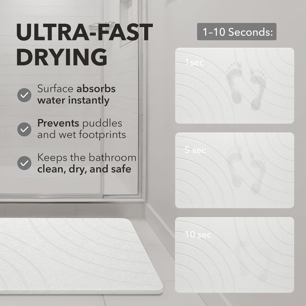 New As-Is KAMALAN 32x20 Diatomaceous Earth Quick Drying Stone Bath Mat Retail $69.00