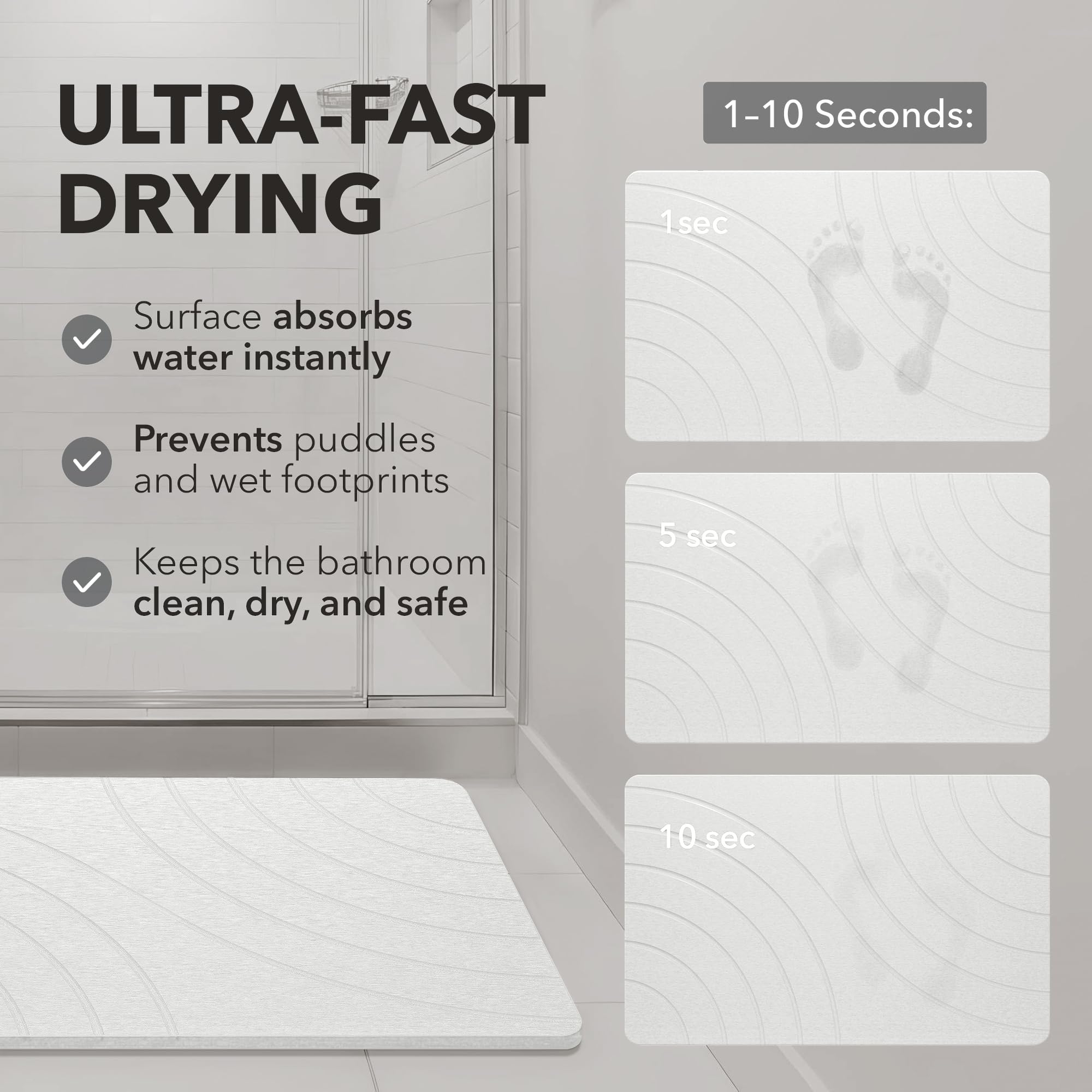 New As-Is KAMALAN 32x20 Diatomaceous Earth Quick Drying Stone Bath Mat Retail $69.00