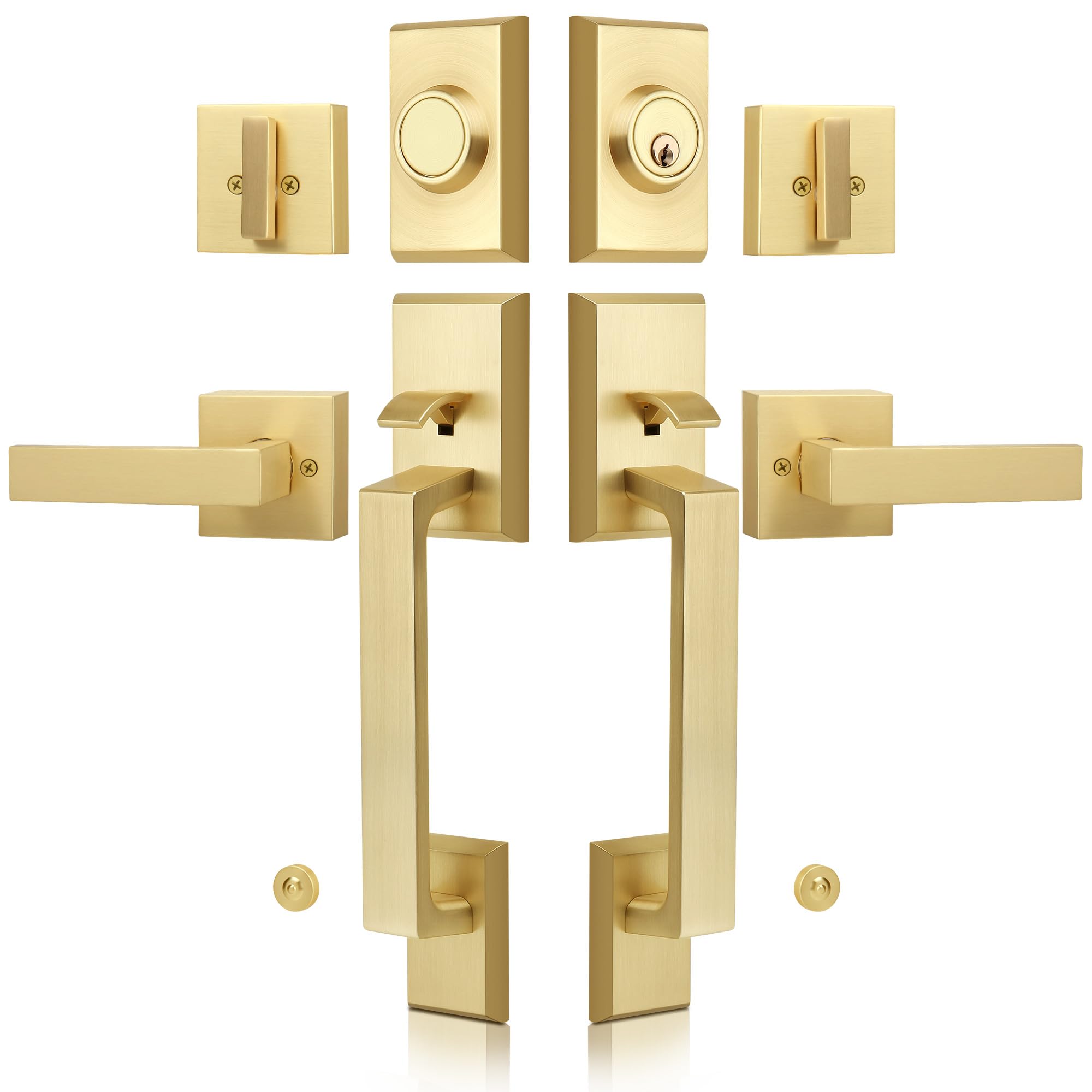 Open-Box New Gaurqiah Heavy Duty Double Front Door Lock Set with Deadbolt - Satin Brass
