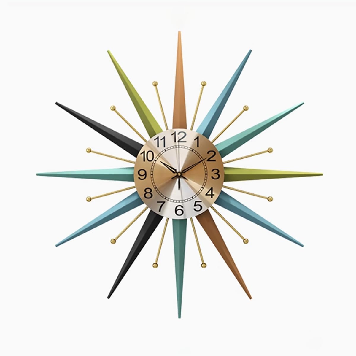 RBFVZCCB 22 Inch Mid-Century Style Metal Crystal Wall Clock, Star-Shaped Silent Decorative Wall Clock, Suitable for Living Room,Bedroom,Dining Room,Porch,Office Retail $56.00