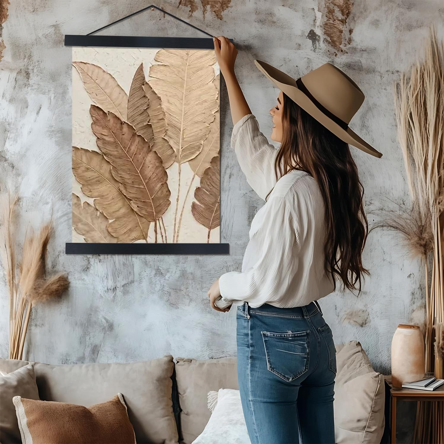 Artmag Magnetic Poster Hanger Frame, 23x35 23x34 23x23 Light Wood Wooden Magnet Canvas Artwork Print Poster Hangers Frames Hanging Kit (Black, 23") Retail $20.00