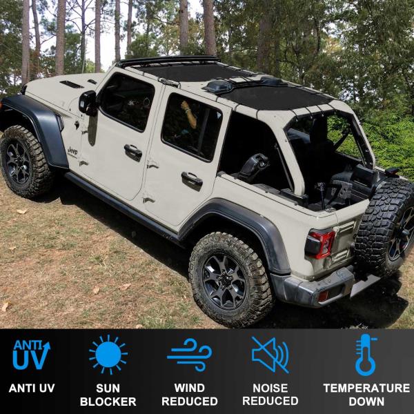 JL Sun Shade Top for Jeep Wrangler FrontRear Black