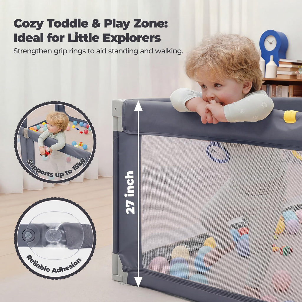 Extra Large Foldable Baby Playpen BP180 71x69 Grey