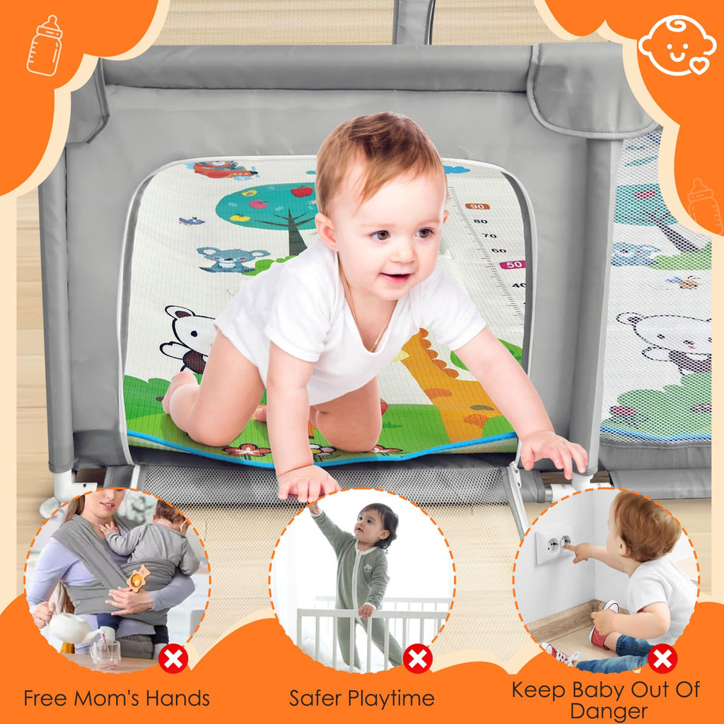 Open-Box New FRTUI Extra Large Baby Playpen w Mat 75x59.