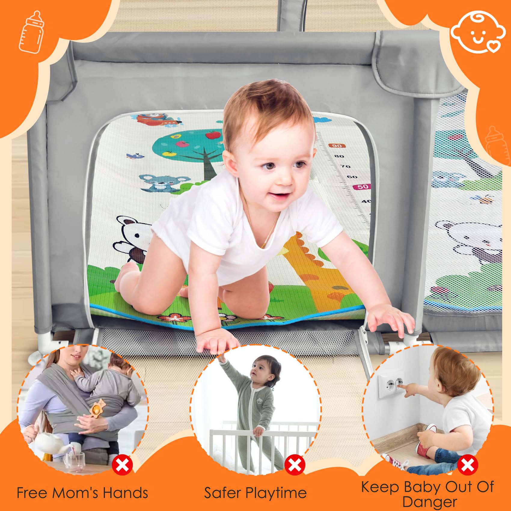 Open-Box New FRTUI Extra Large Baby Playpen w Mat 75x59.