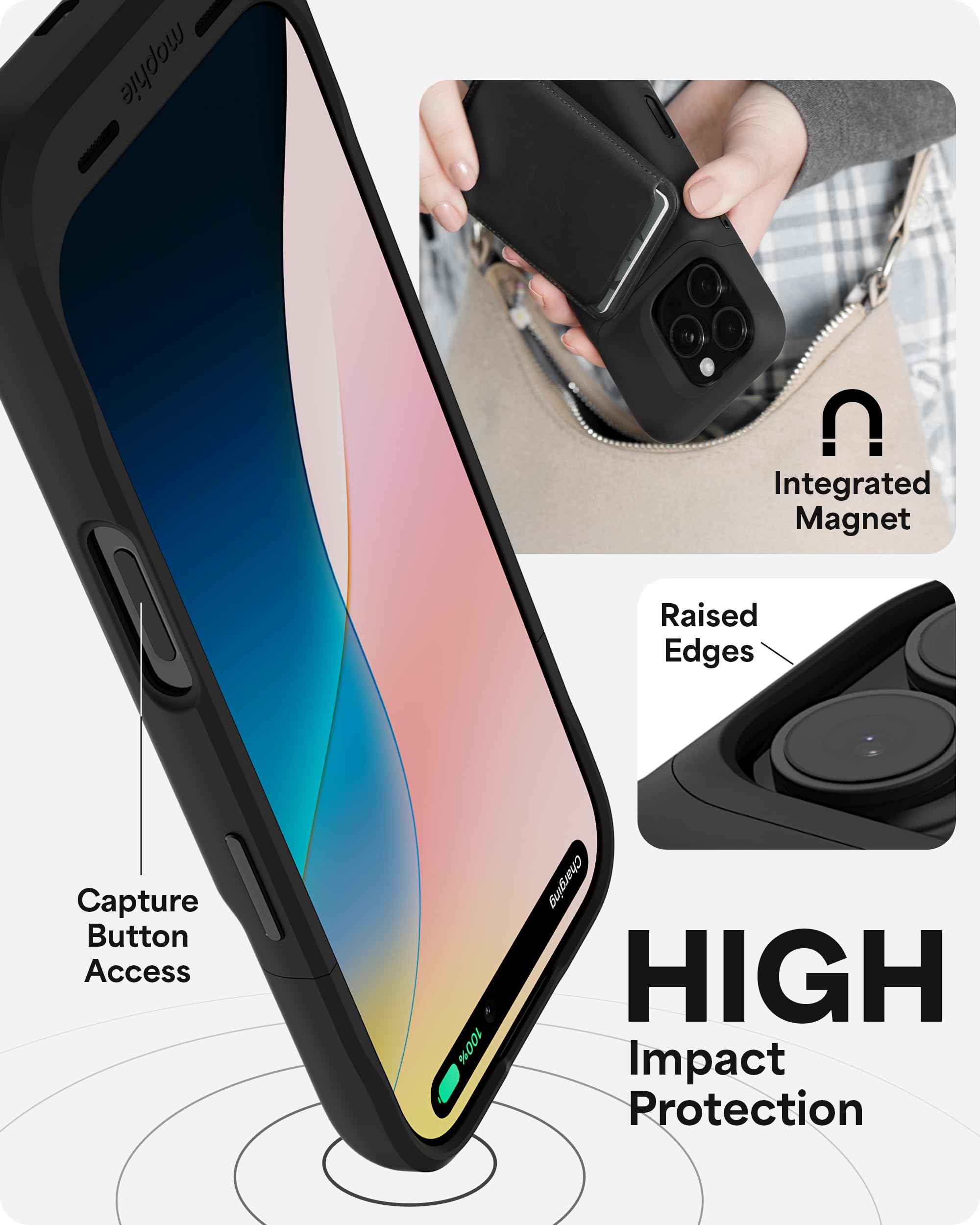 Mophie Juice Pack Battery Case for iPhone 16 Pro - Slim Magnetic Black