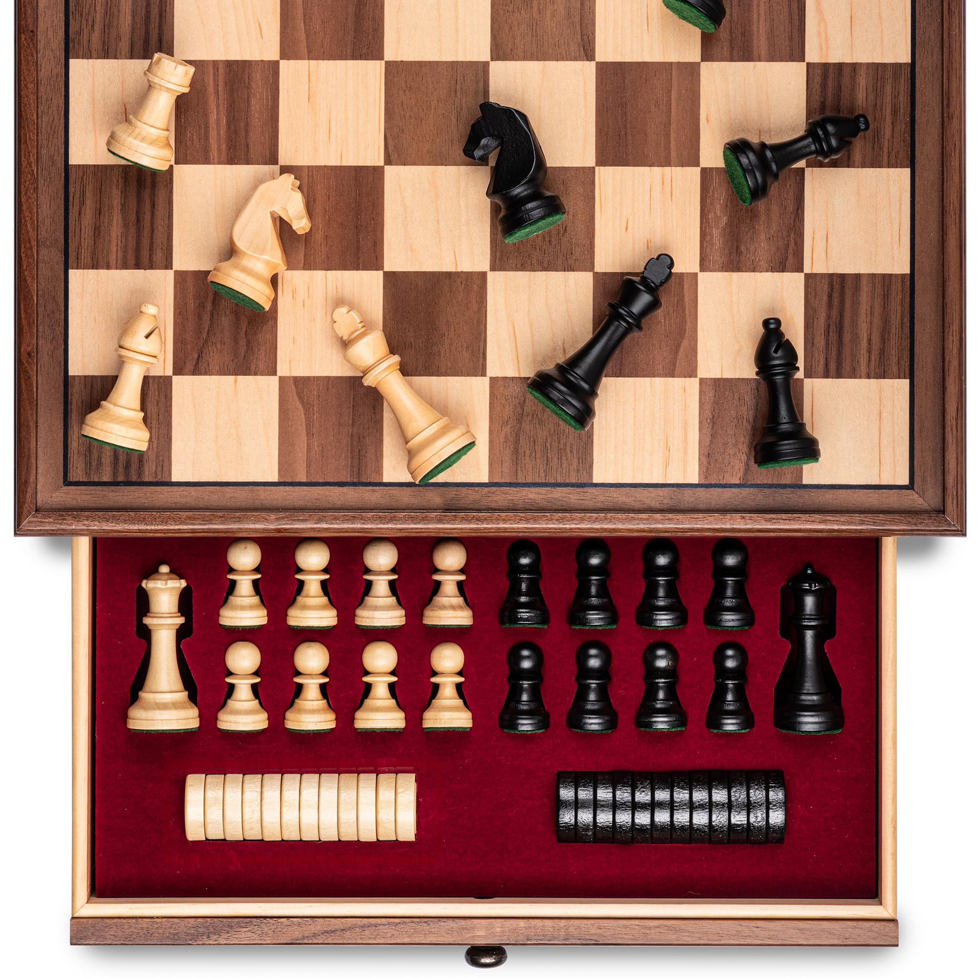 AA 15 Walnut Chess Set with Storage Drawer