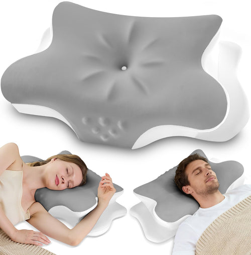 As-Is New VJASD Ergonomic Memory Foam Cervical Neck Pillow - Grey Retail $39.00
