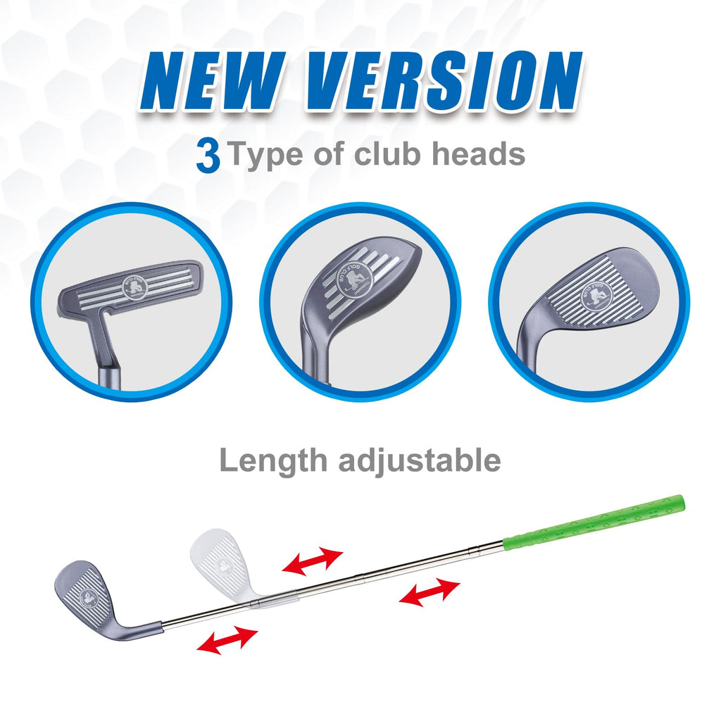 RCROKS Toddler Golf Clubs Set Retractable Metal Shaft, Kids Golf Toys Indoor & Outdoor Backyard Park Golf Game Toy Playset Gifts for Aged 3-8 Toddlers Boys Kids Baby (Grey, M)