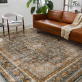 New CHAMPLANT 9x12 Washable Retro Boho Area Rug - Rust Floral for High Traffic