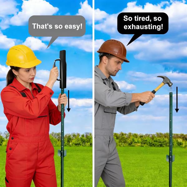 Inch Black Fence Post Driver with Handle 34LB Iron T Post Pole Pounder