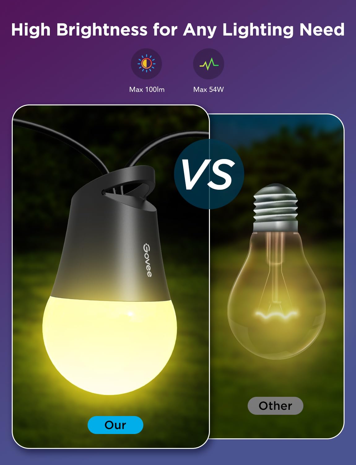 Open-Box New Govee Smart 144ft Dimmable LED RGBICW Alexa - Outdoor String Lights