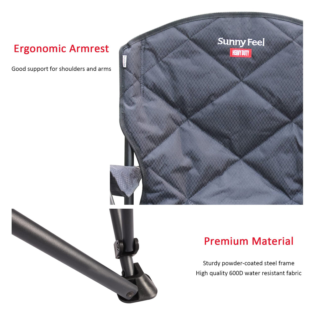Open-Box New SUNNYFEEL XXL Oversized Folding Camping Chair - 800 LBS Capacity Carbon Black
