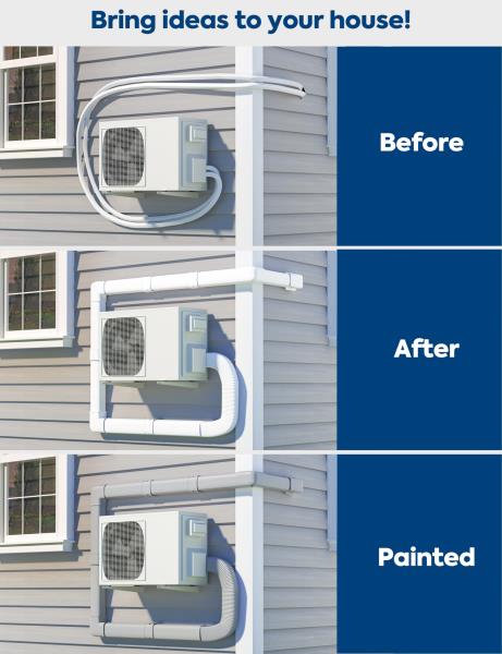 13Ft Mini Split Line Set Cover with Flexible Duct Paintable PP Decorative Kit White