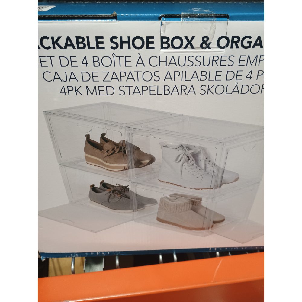 HUIZHOU Clear Stackable Shoe Box 4-Pack