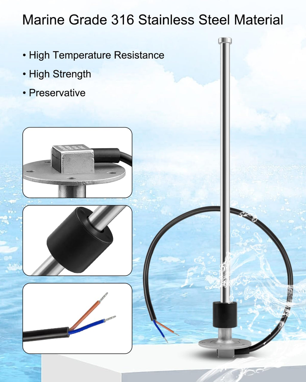 Fuel Level Sending Unit 240-33 Ohms Stainless Steel Marine Boat Truck Sensor $45.00