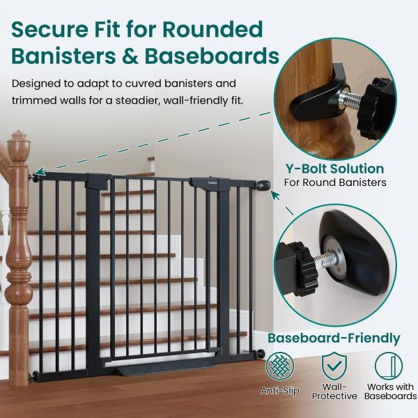 -46 Baby Gate for Stairs Auto Close Dog Gate for the House Black
