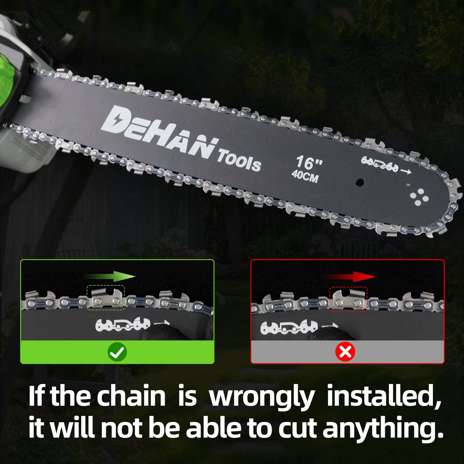 Inch Brushless Electric Chainsaw 2x 4.0Ah 21V Battery Tool-Free Tension Instant Brake