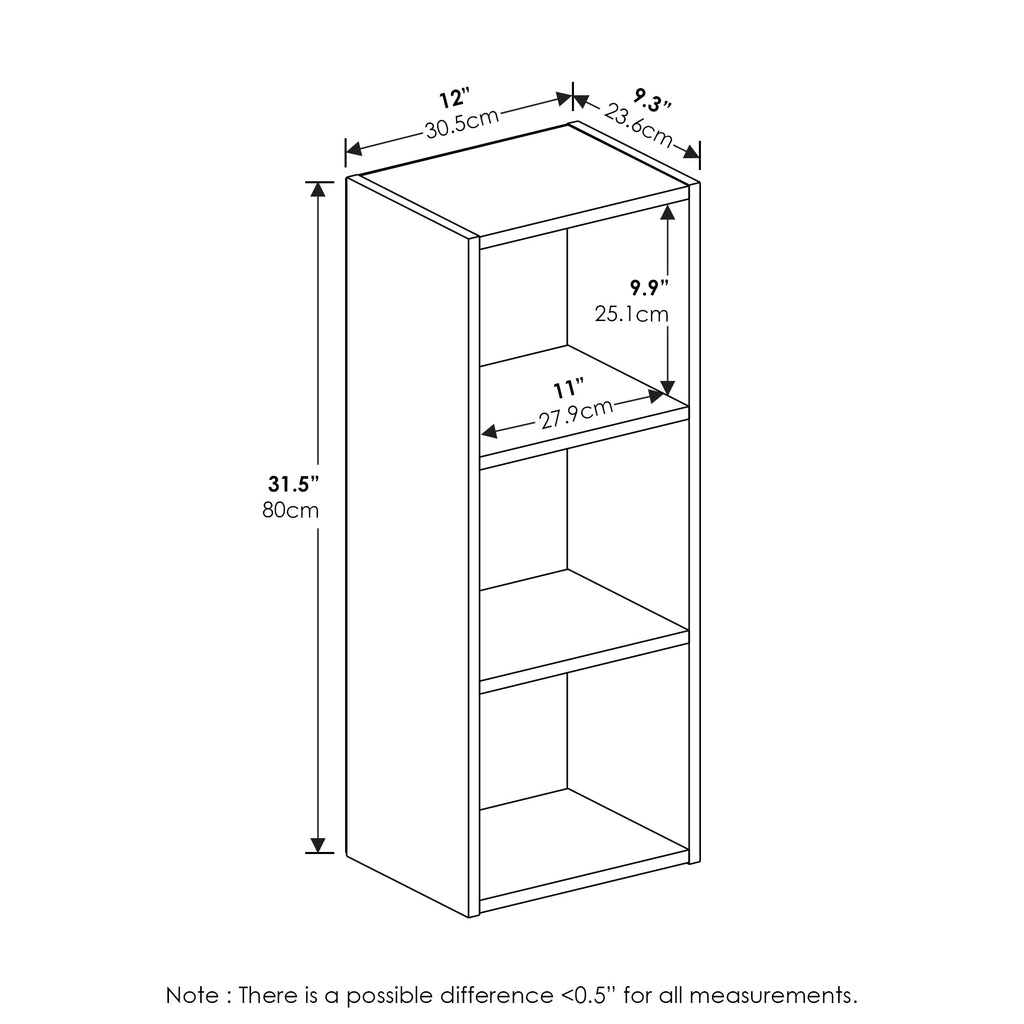 -Tier Open Shelf Bookcase 9.0D x 12.0W x 32.0H Inch Blackwood $25.50
