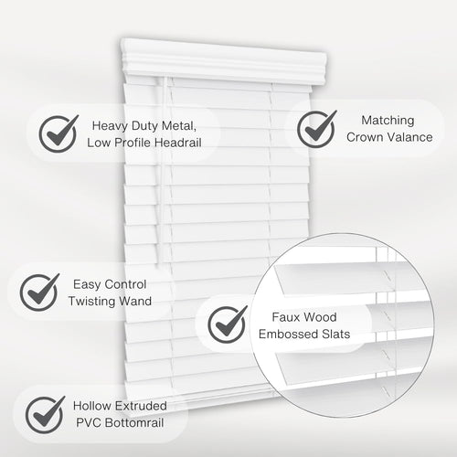 Inch Cordless Faux Wood Blind 33 W x 60 L Bright White $45.75