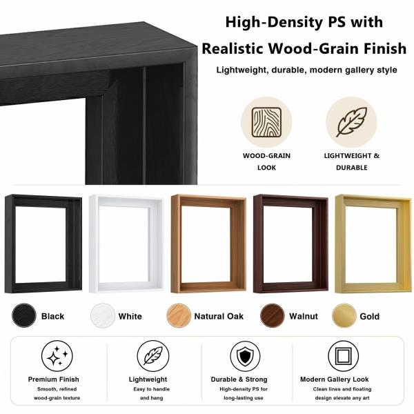 Canvas Floater Frame for Finished Canvas Art, 1.25" Deep Floating Shadow Gap Design, Floating Frame for Canvas Art, Modern Gallery Style Wall Decor, Hardware Included (Champagne Gold, 16x20) Retail $51.00