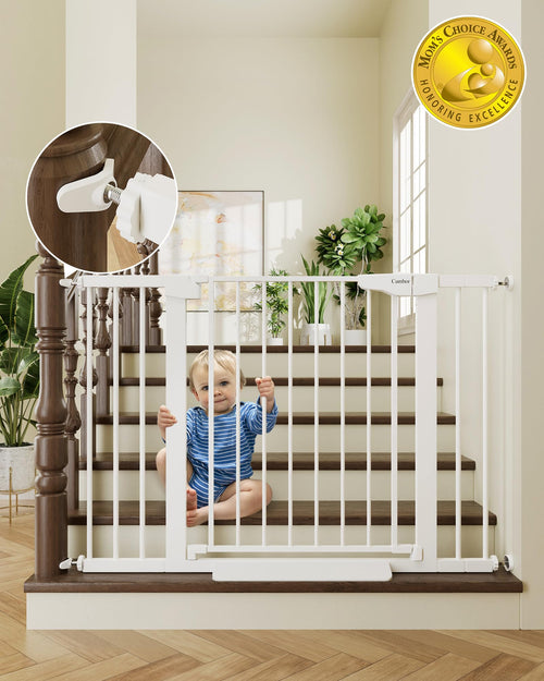 5 Baby Gate Adjustable 29.7-46 Wide Pressure Mounted White