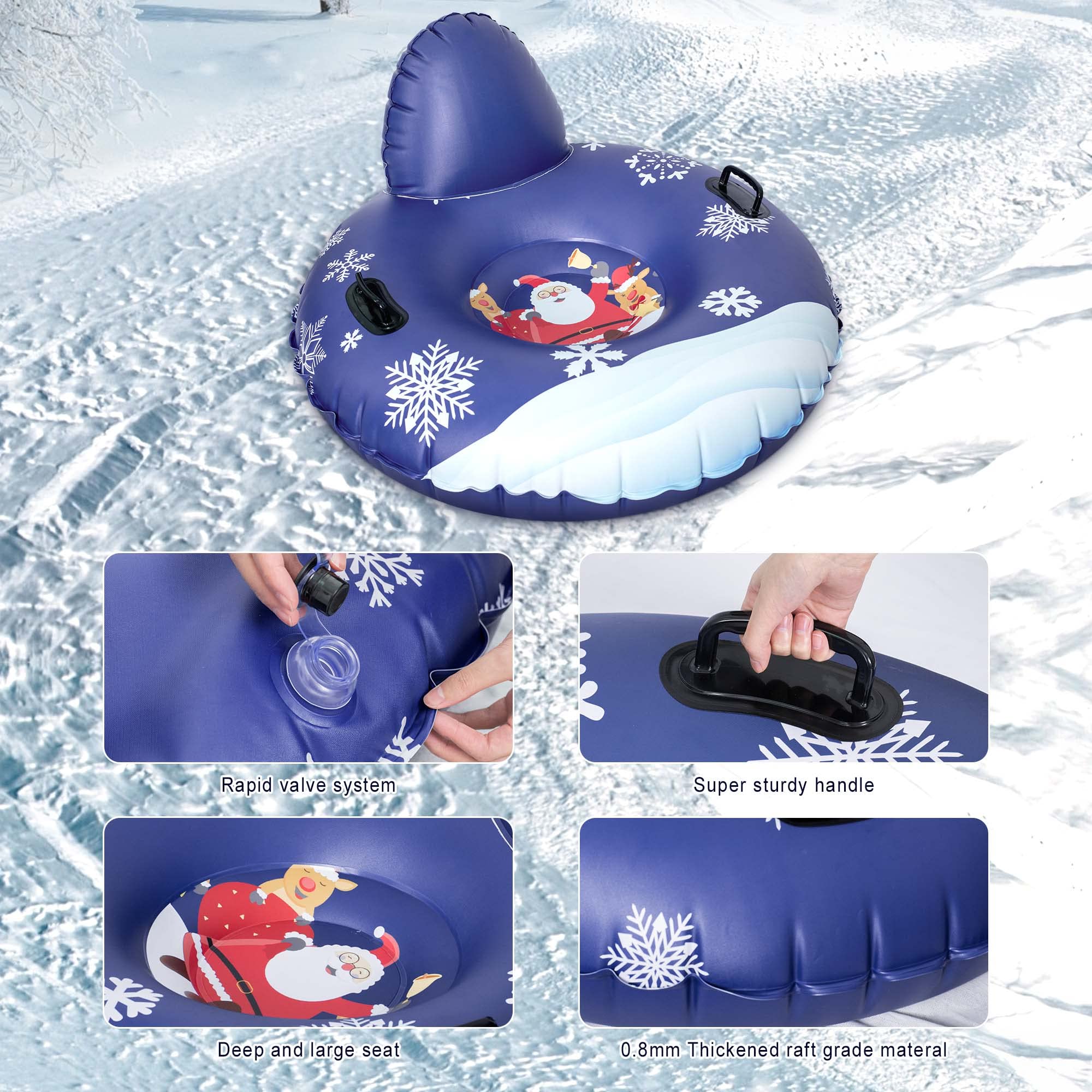 Inch Inflatable Snow Tube with Backrest for Kids Adults