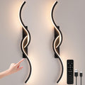 Black Wireless Rechargeable LED Wall Sconce with Remote Control