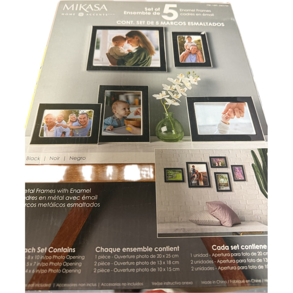 Mikasa Black Set of 5 Enamel Photo Frames Retail $35.00