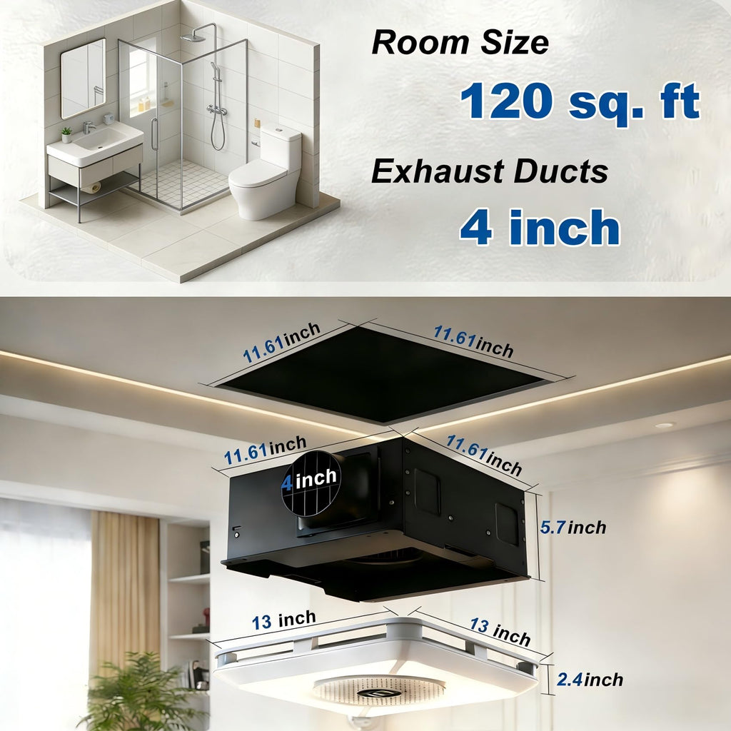 Open-Box New Chaoos weneoo 230 CFM Quiet Bluetooth Bathroom Exhaust Fan with RGB LED Light