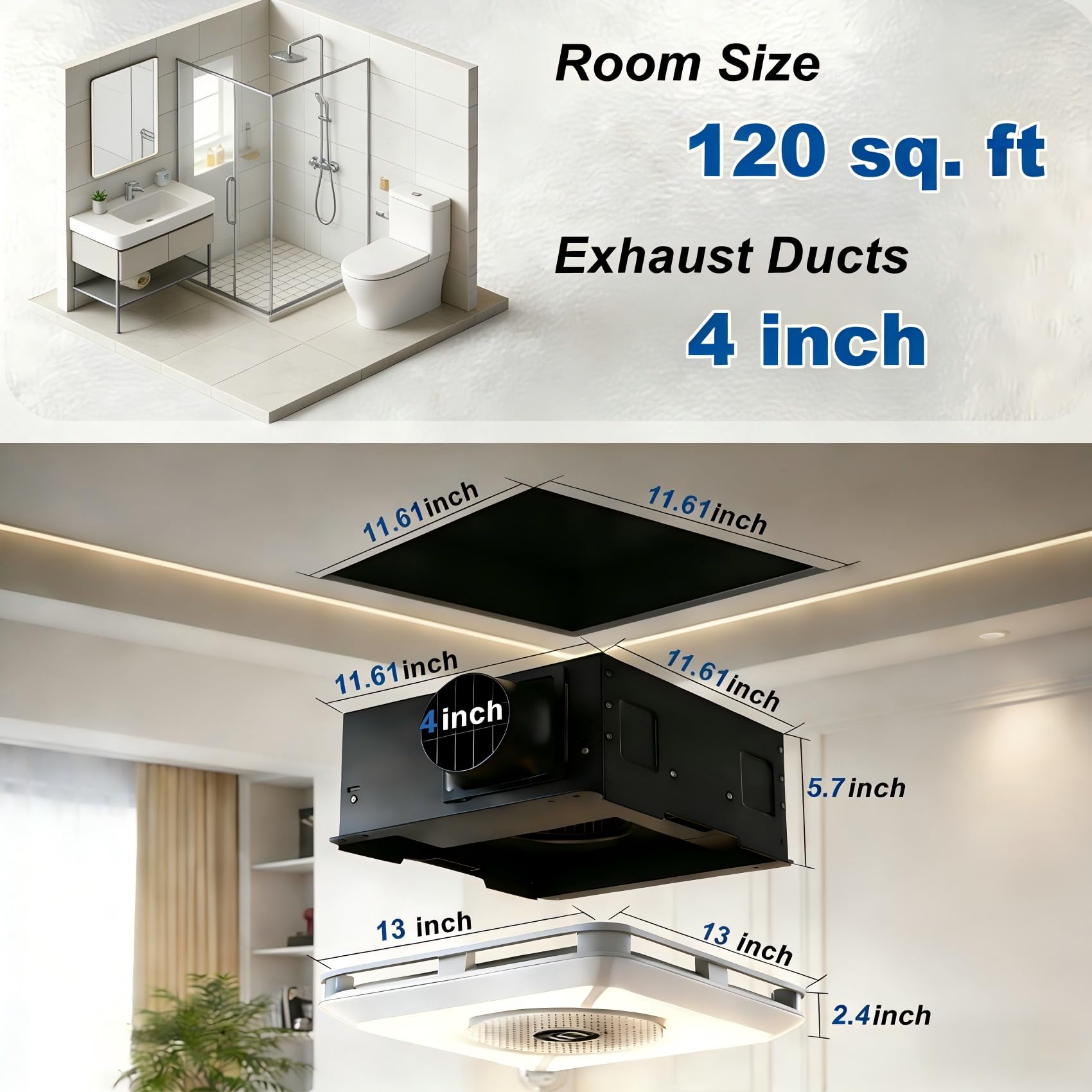 Open-Box New Chaoos weneoo 230 CFM Quiet Bluetooth Bathroom Exhaust Fan with RGB LED Light