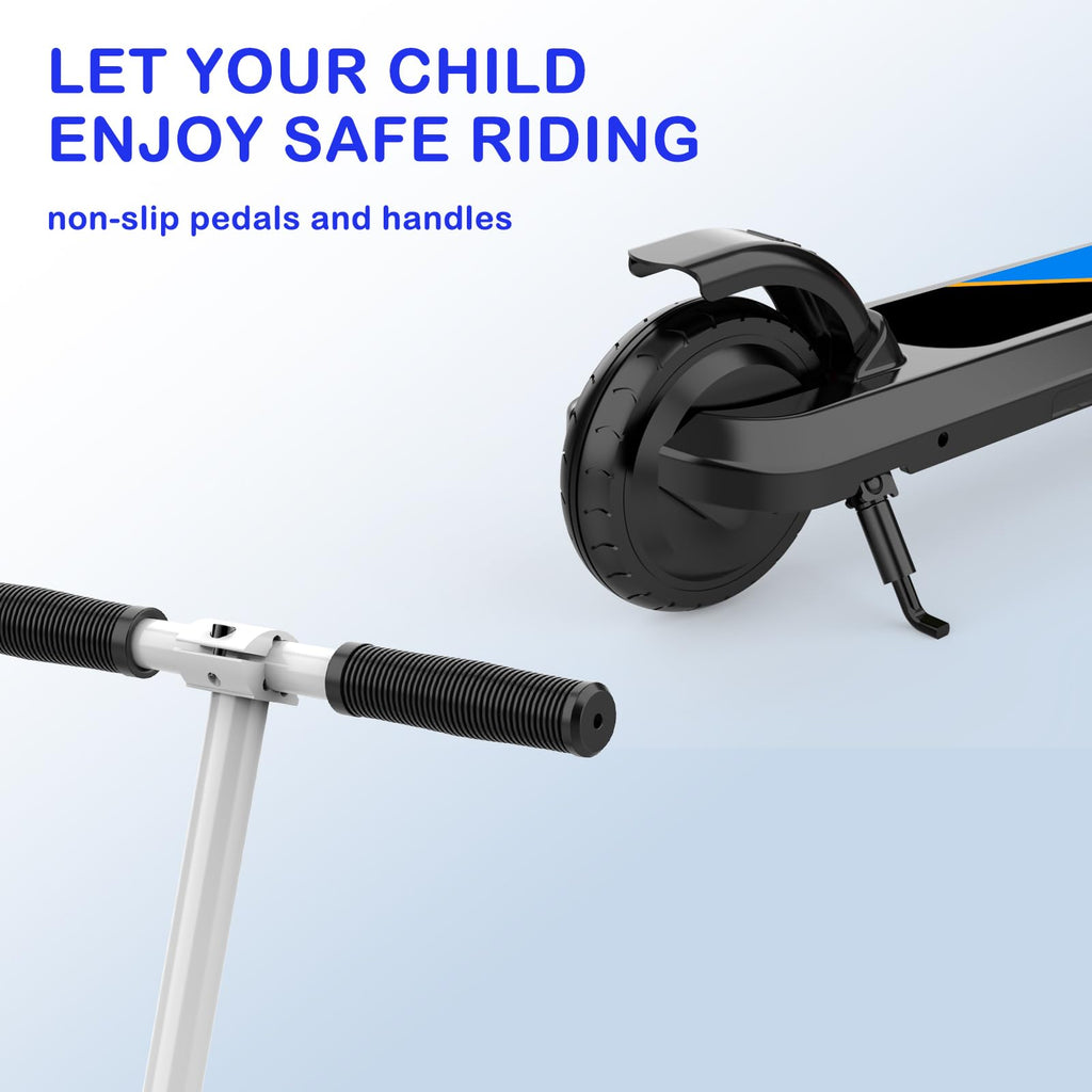 Black Electric Scooter for Kids Age 6-9 Kick-Start Adjustable SpeedHeight Flash Lights