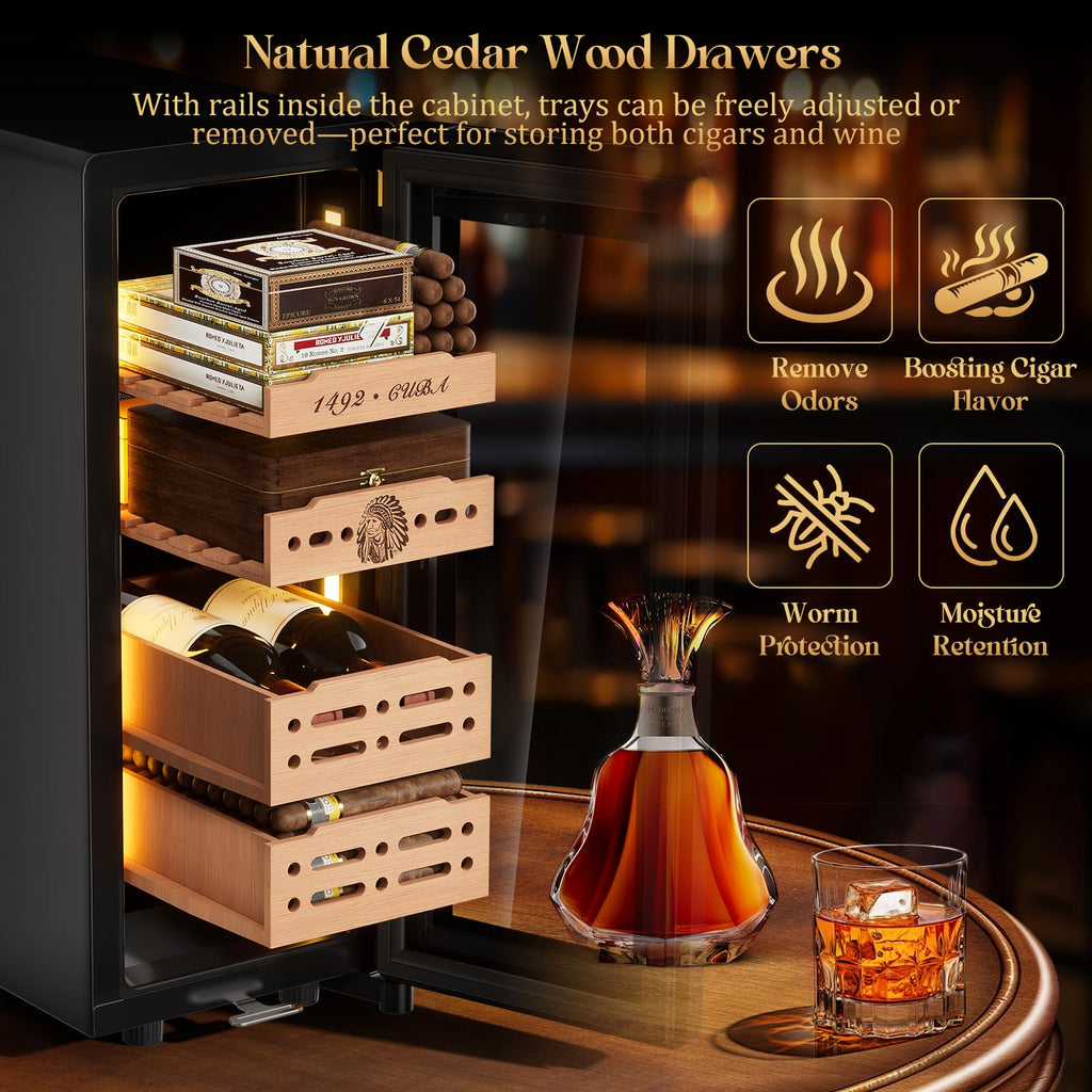 LIHTUN 35L Electric Cigar Humidor Cabinet Black Retail $298.00