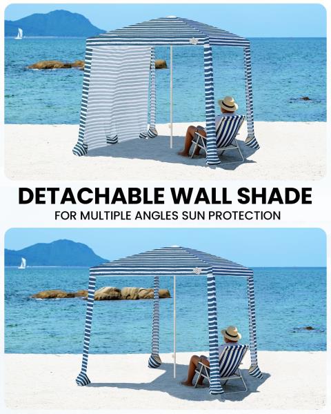 Foldable Beach Cabana with Sandbags 6.5 Sailor Stripes