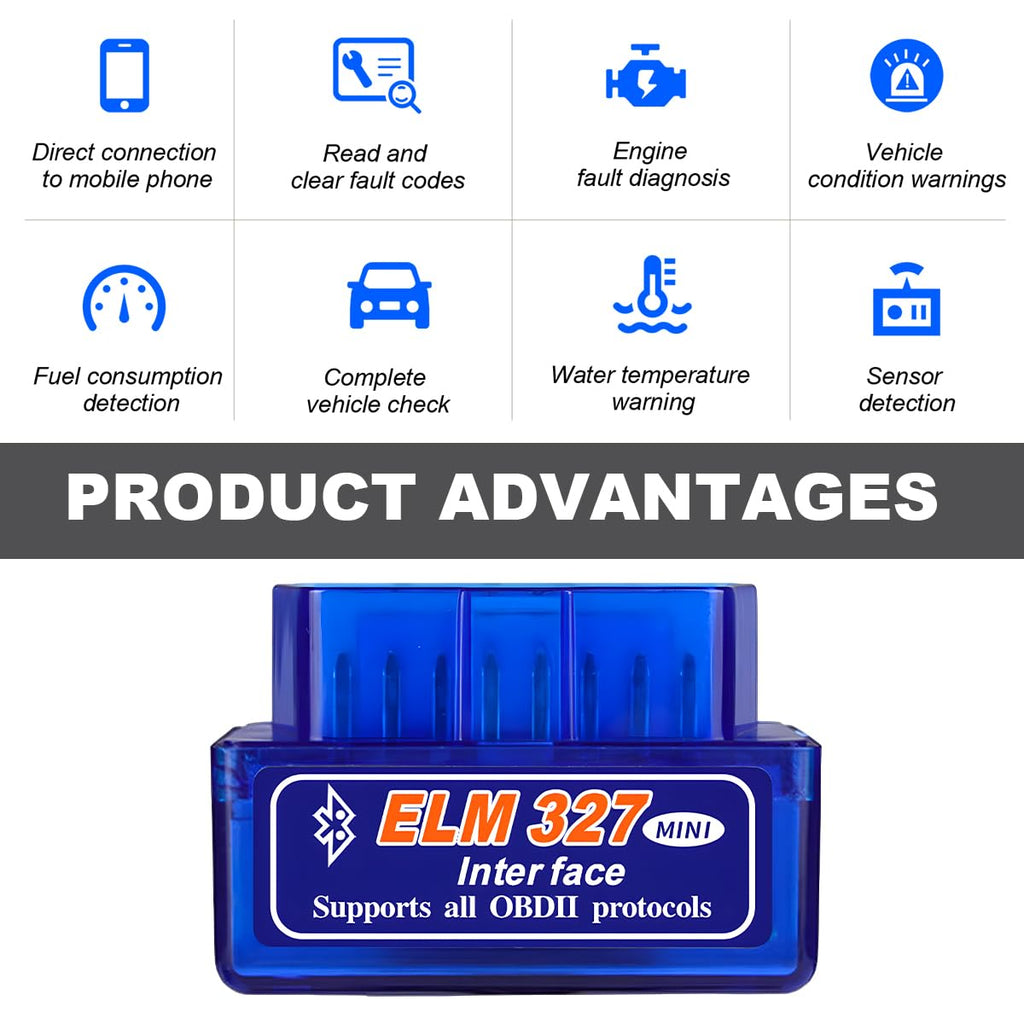 KVAEY OBDII Car Auto Diagnostic Scanner, ELM327 Automotive Bluetooth Scan Tool and Code Reader, Professional Car Bluetooth Engine Fault Code Reader, Universal Car Accessories (1 PCS) Retail $6.00