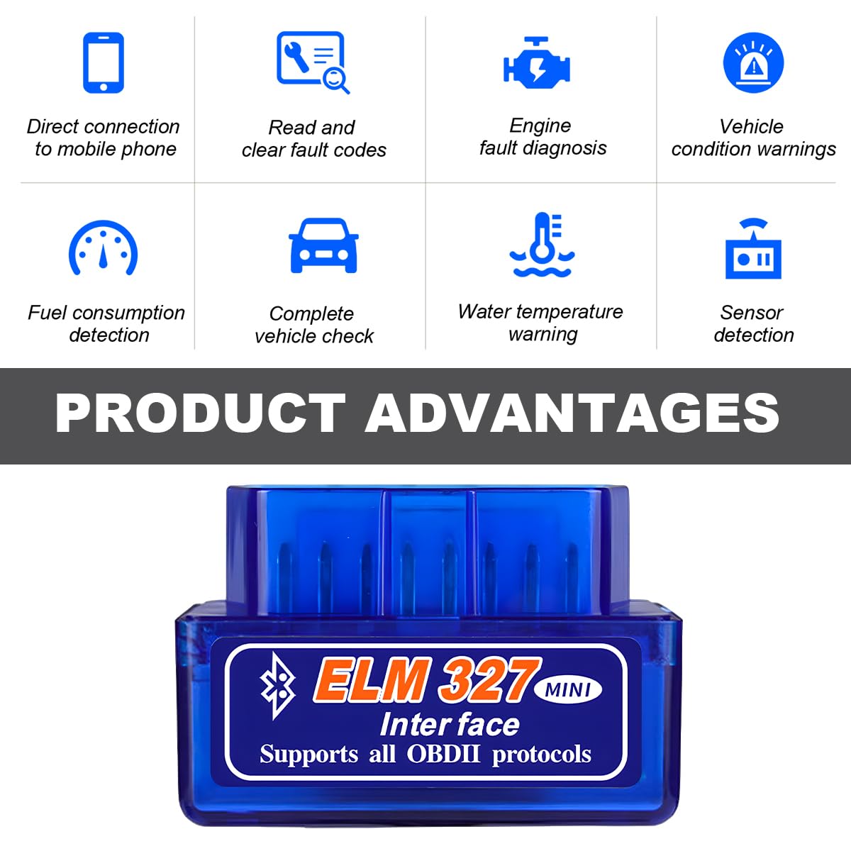 KVAEY OBDII Car Auto Diagnostic Scanner, ELM327 Automotive Bluetooth Scan Tool and Code Reader, Professional Car Bluetooth Engine Fault Code Reader, Universal Car Accessories (1 PCS) Retail $6.00