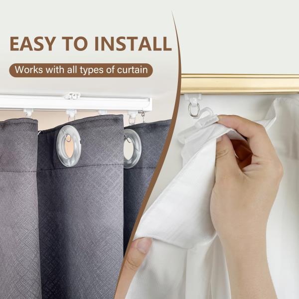 Ceiling Curtain Tracks 15FT Wall Mount Sliding Door Curtain Rails Room Divider Track with Hooks Black