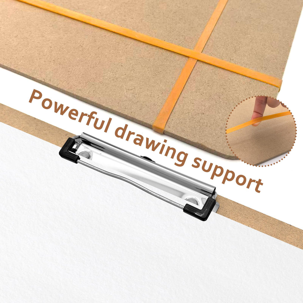 x 26 Wooden Drawing Board with Handle 2 Clips  Elastic Bands Original Wood Color
