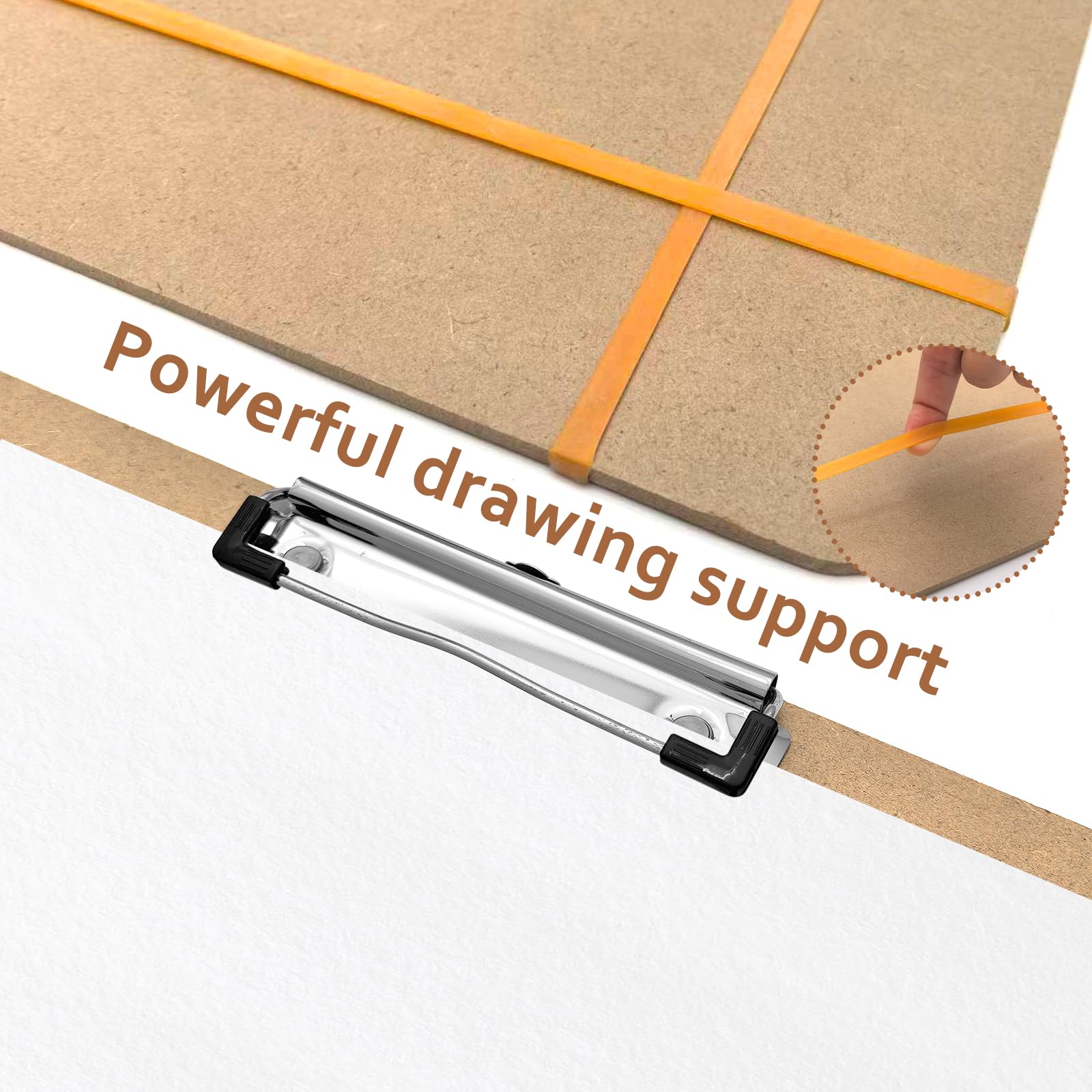 x 26 Wooden Drawing Board with Handle 2 Clips  Elastic Bands Original Wood Color