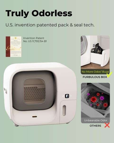 Furbulous True Odor-Free Self Cleaning and Self-Packing Cat Litter Box
