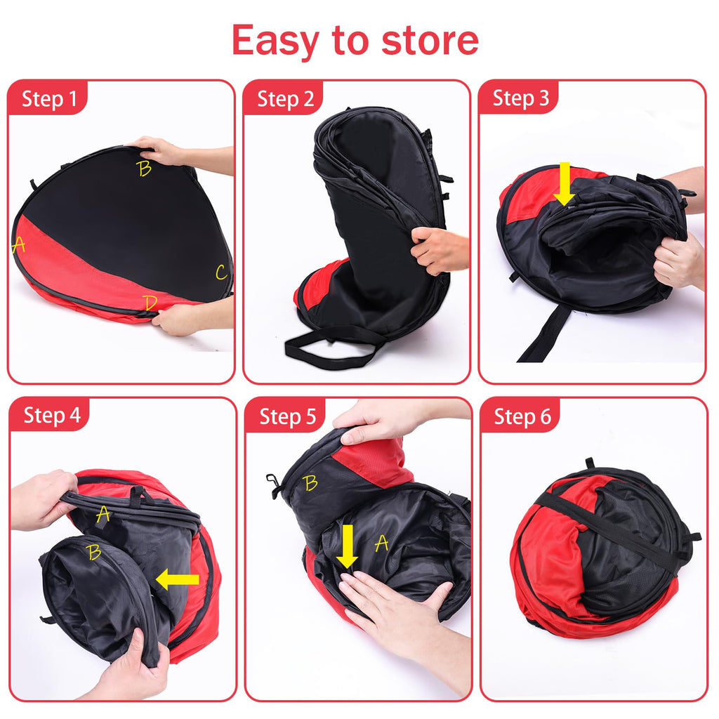 Foldable Portable Pet Brooder Box Playpen Black-Red Oxford Fabric