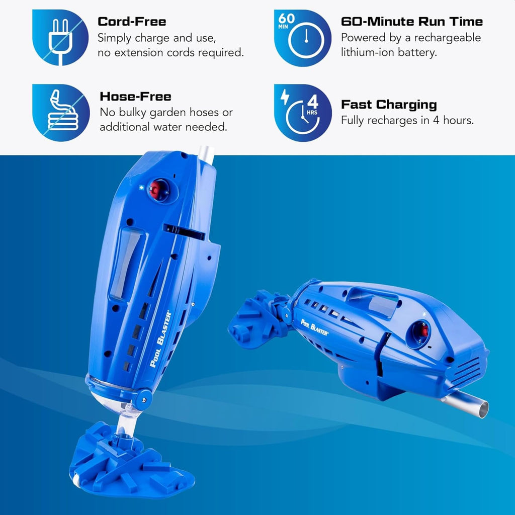 Millennium Cordless Pool Vacuum Handheld Rechargeable Strong Suction wPole Set