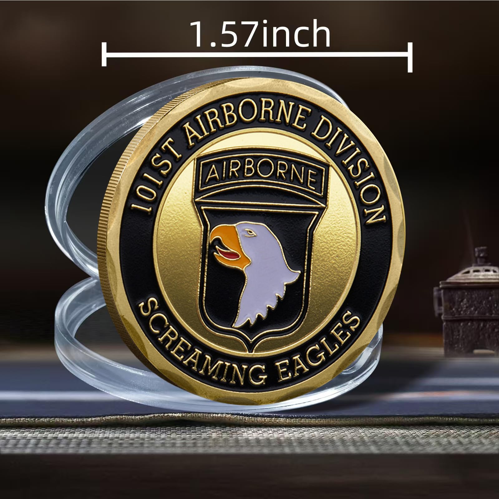 101st Airborne Division Challenge Coin – United States Army Screaming Eagles Coin – Gold-Plated Military Collectible – 3D Double-Sided Design – Eagle Crest Air Assault Division Token – Veteran Gift