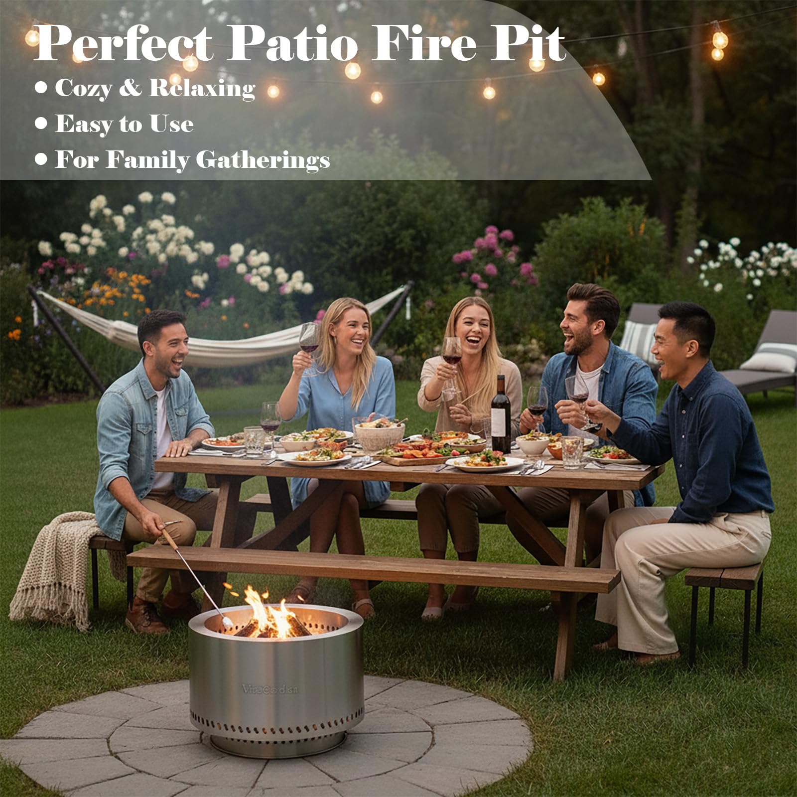 Open-Box New Vivagarden 19.5 Smokeless Wood Burning Fire Pit with Carry Bag Retail $85.00