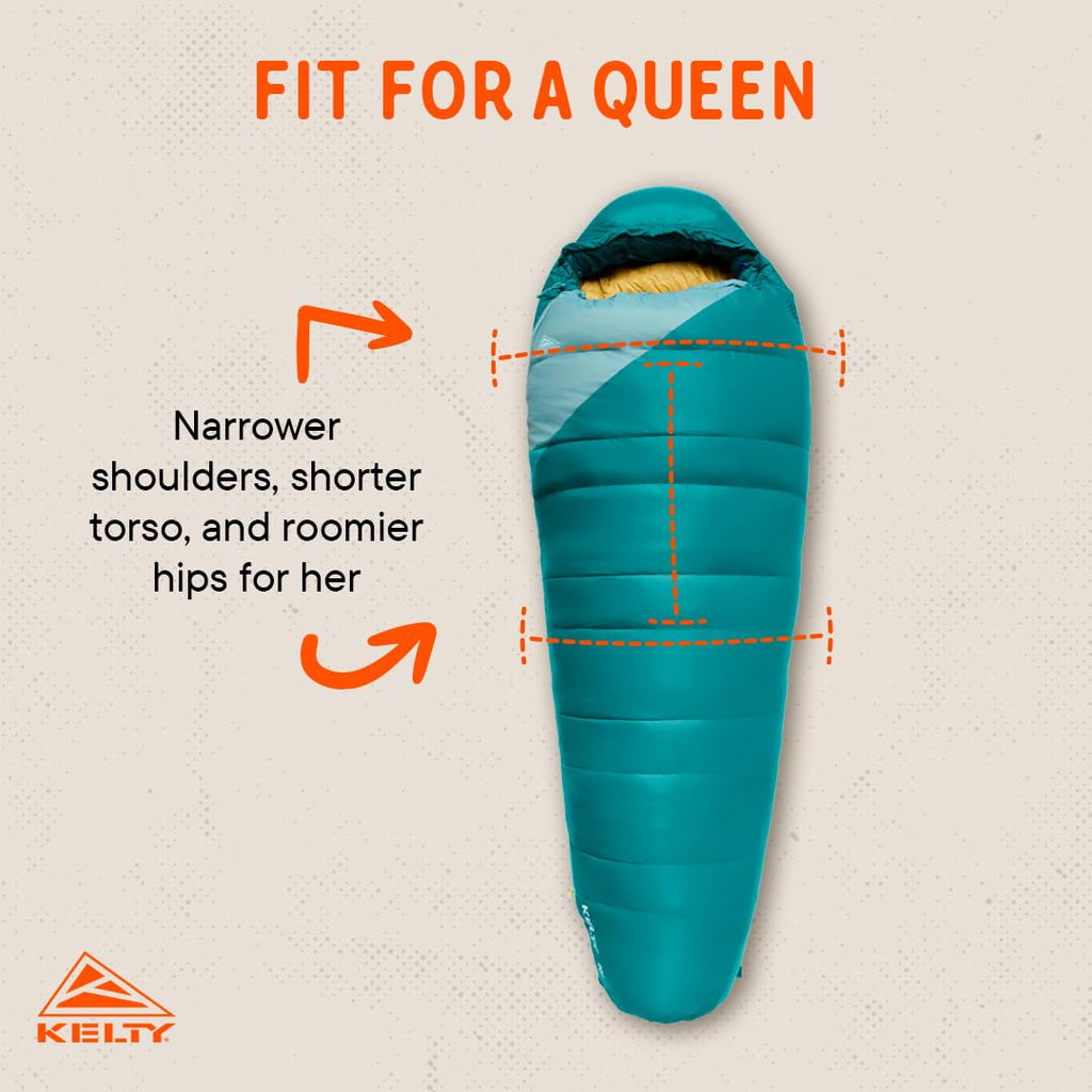 Open-Box New Kelty Cosmic 20 Degree 550 Down Fill Womens 3-Season Sleeping Bag - Deep Lake Teal