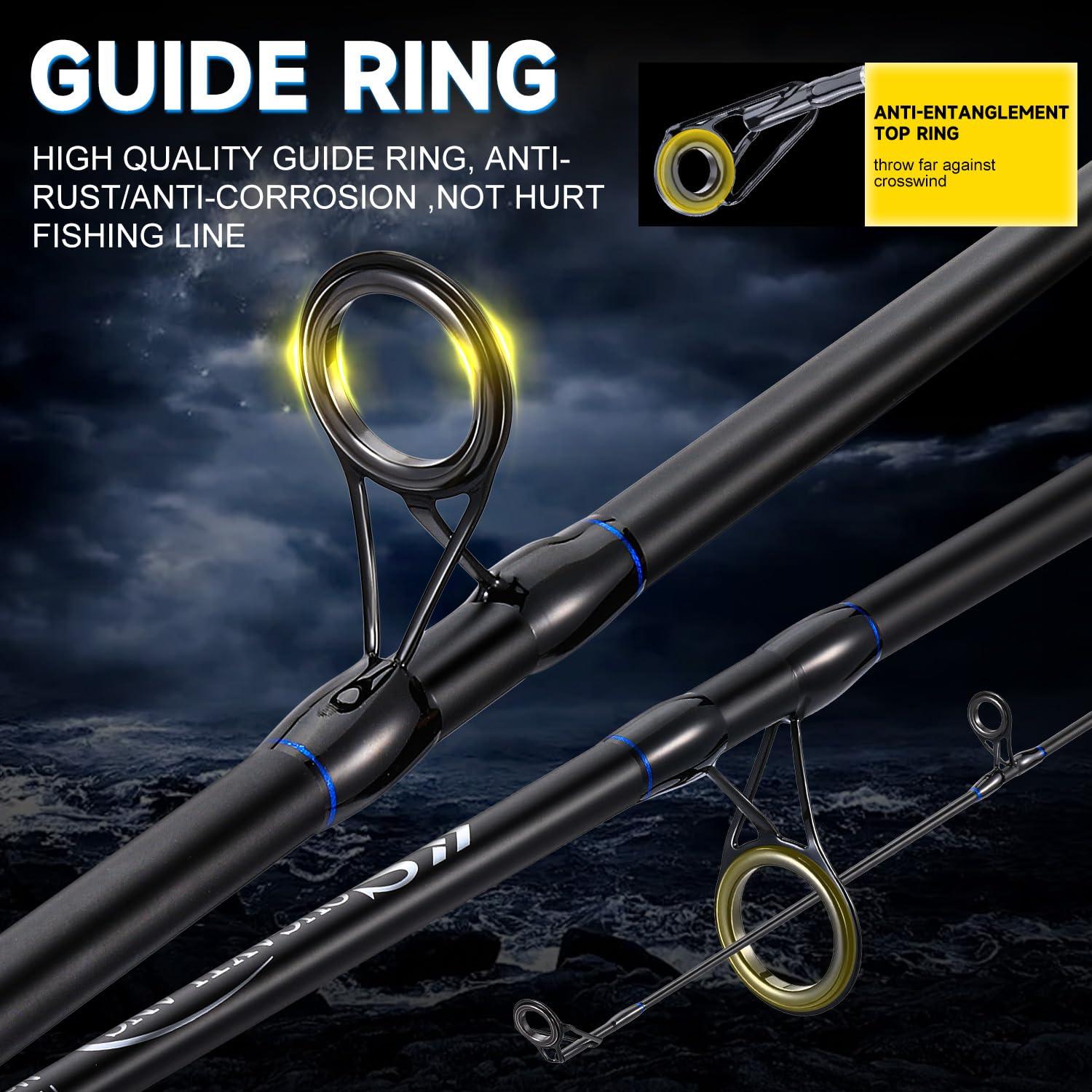 Surf Fishing Combo 3-Piece Carbon Fiber Travel Rod  4000 Spinning Reel 20LB Drag 5.21 Ratio 121 Bearings